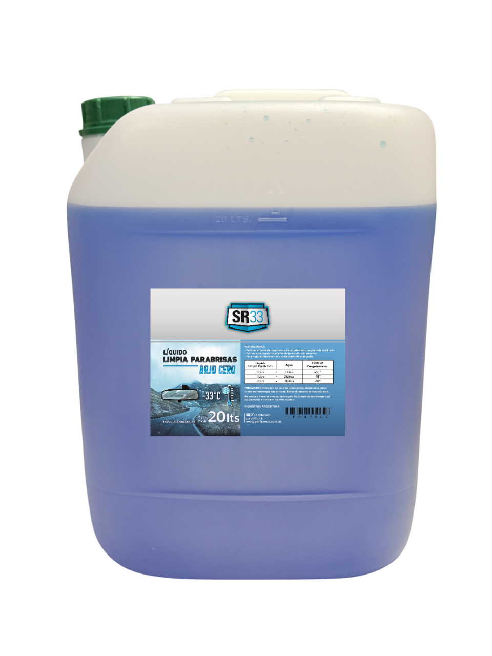 LIQUIDO LIMPIA PARABRISAS BAJO CERO (HASTA -33ºC) - BIDON 20 LITROS