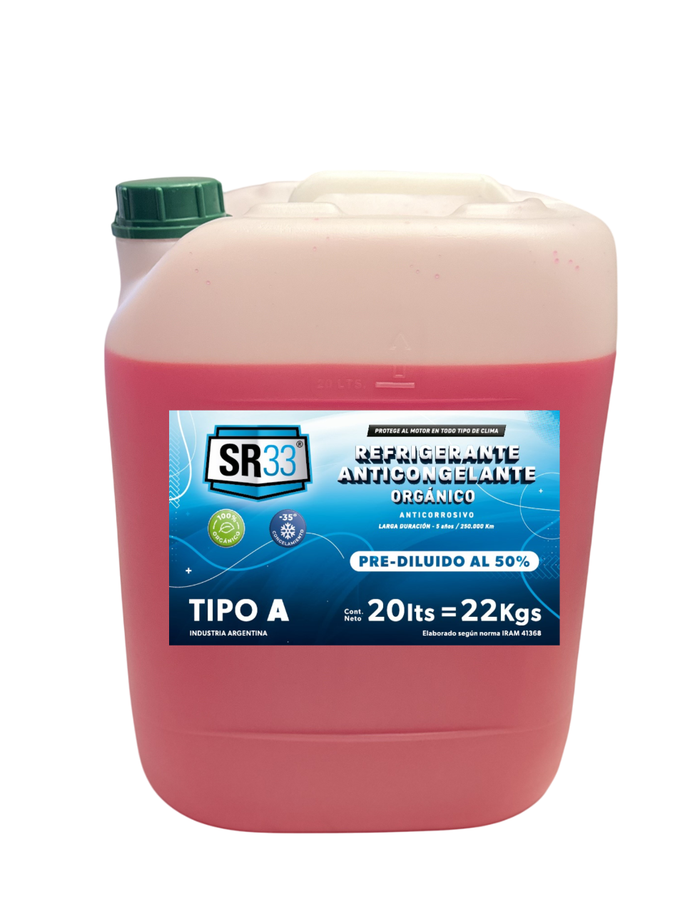 ANTICONGELANTE REFRIGERANTE PRE-DILUIDO AL 50% - BIDON 20 LITROS