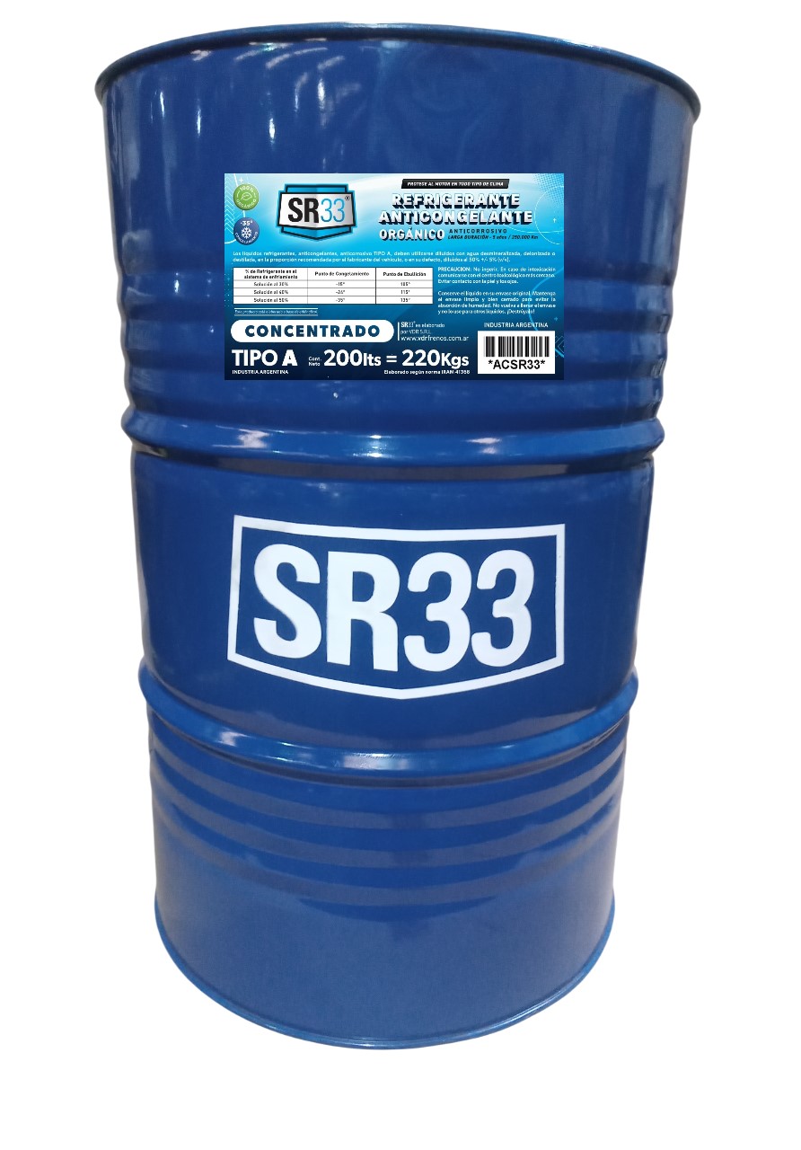 ANTICONGELANTE REFRIGERANTE ORGANICO AMARILLO 200 LITROS